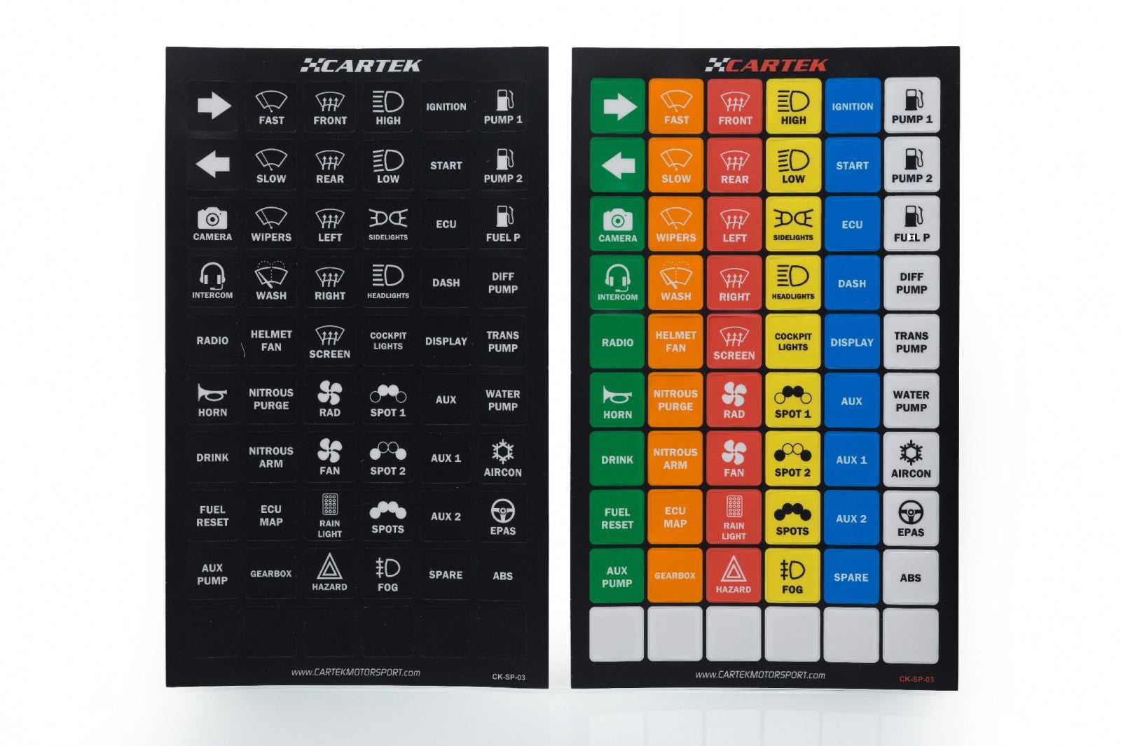 Cartek, Cartek Power Distribution Panel Label Set (Standard)