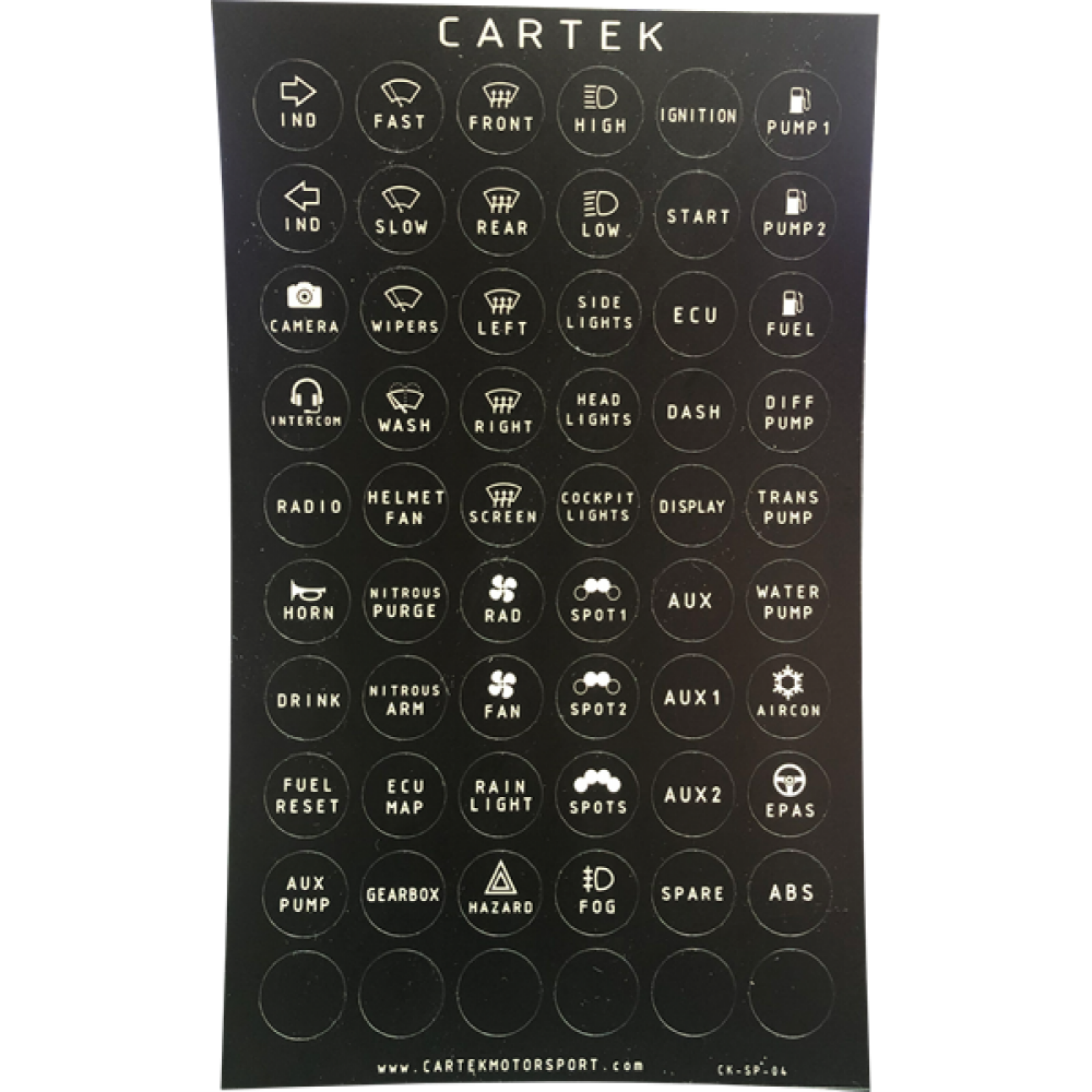 Cartek, Cartek Power Distribution Panel Labels (Retro)