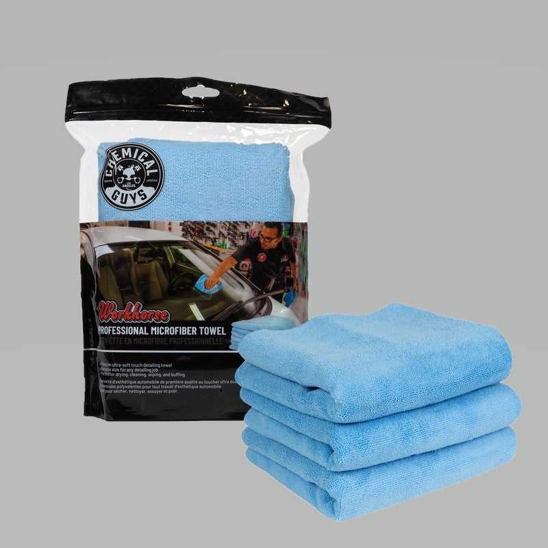 Chemical Guys, Chemical Guys MICBLUE03 - Workhorse Professional Microfiber Towel16in x 16inBlue3 Pack