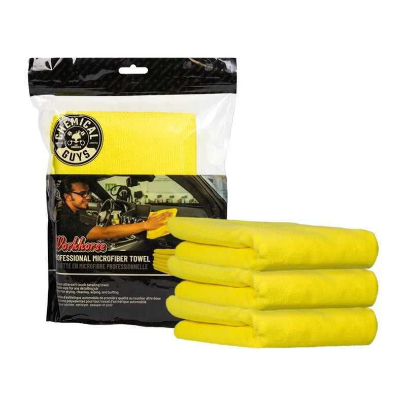 Chemical Guys, Chemical Guys MICYELLOW03 - Workhorse Professional Microfiber Towel16in x 16inYellow3 PackCase of 16