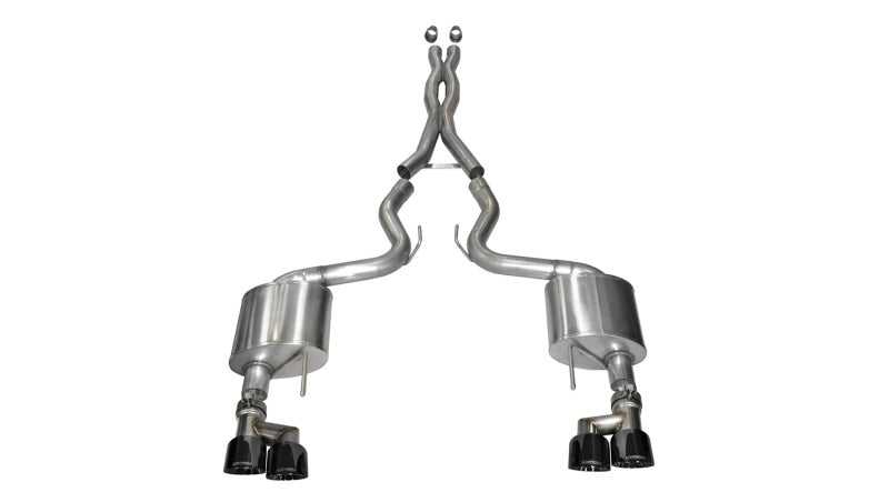 CORSA Performance, Corsa 15-16 Ford Mustang GT 5.0 3in Cat Back Exhaust Black Quad Tips (Xtreme)