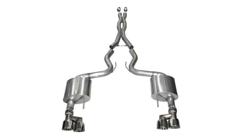 CORSA Performance, Corsa 15-16 Ford Mustang GT 5.0 3in Cat Back Exhaust Polish Quad Tips (Xtreme)