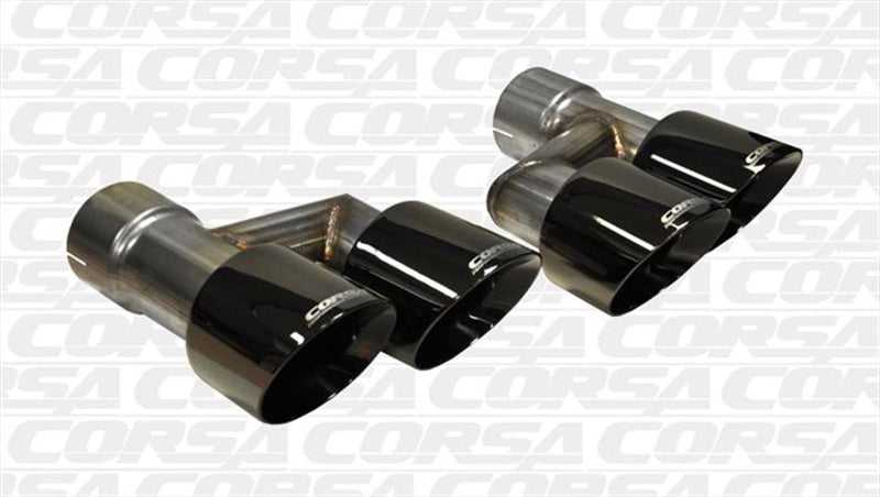 CORSA Performance, Corsa 15-16 Ford Mustang GT 5.0 Black Quad Tips Kit