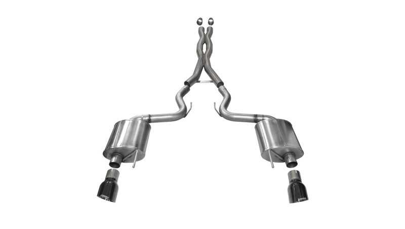 CORSA Performance, Corsa 2015 Ford Mustang GT 5.0 3in Cat Back Exhaust Black Dual Tips (Sport)