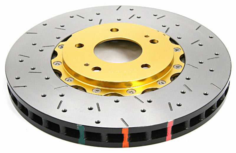 DBA, DBA 52218GLDXS - 03-05 Evo 8/9 Front Drilled & Slotted 5000 Series 2 Piece Rotor Assembled w/ Gold Hat