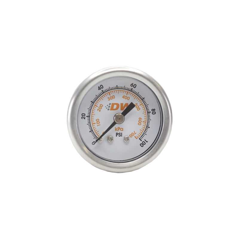 DeatschWerks, DeatschWerks 0-100 PSI 1/8in NPT Mechanical Fuel Pressure Gauge 1.5in Diameter Black Housing