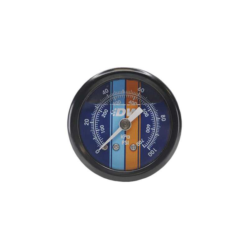 DeatschWerks, DeatschWerks 6-01-G2L FITS 0-100 PSI 1/8in NPT Mechanical Fuel Pressure Gauge 1.5in Diam. Black Housing Blue Face