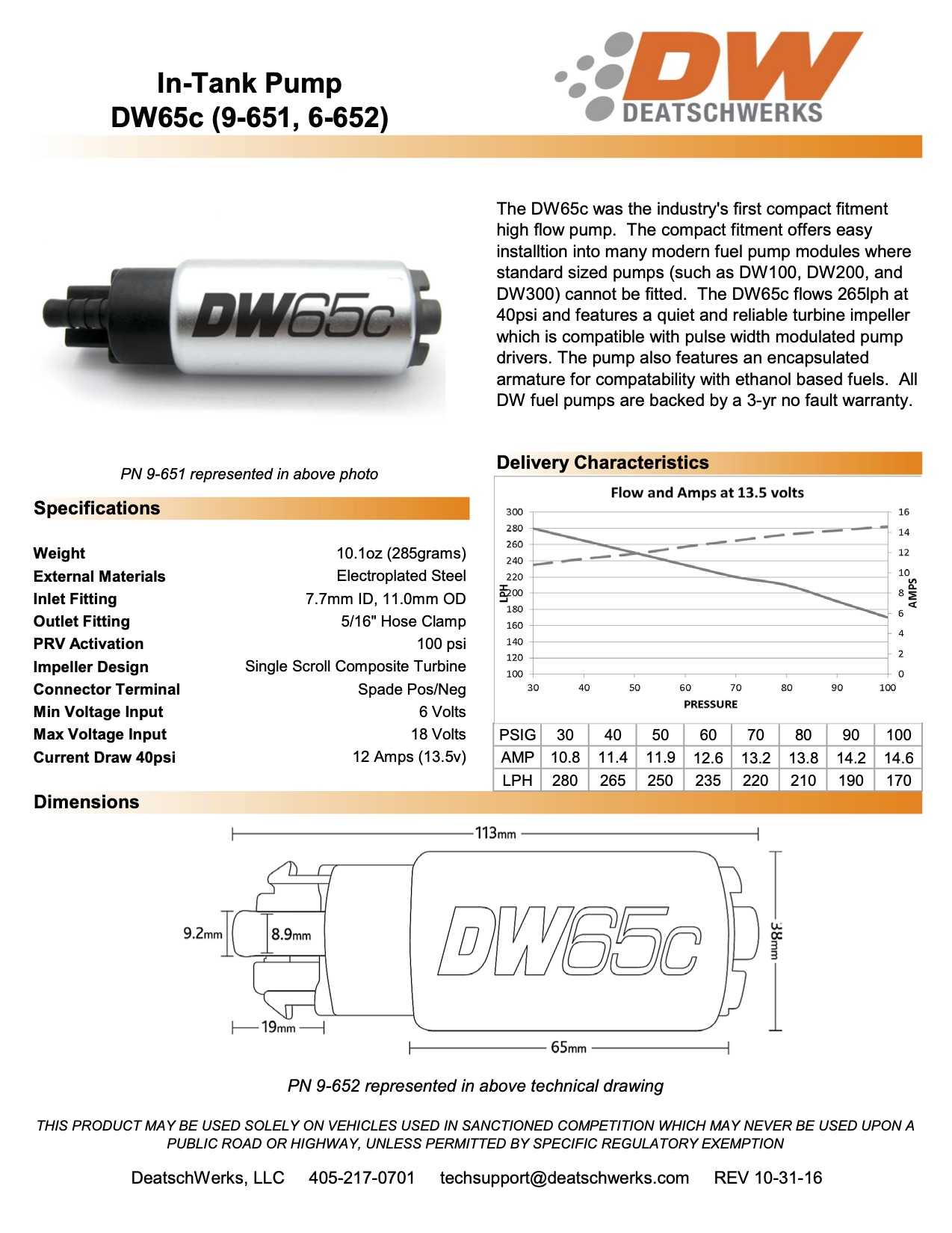 DW65c tech sheet